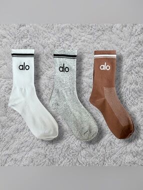 Alo 3 Piece Bundle - Crew Ribbed Socks - Brand New - Never Worn - As Pictured